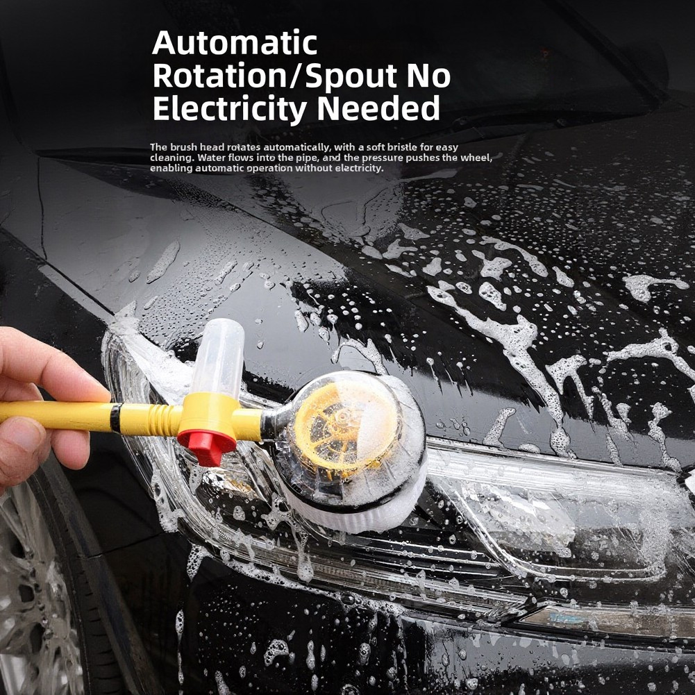 for For Garden Hose Compatible Rotating Car Wash Brush with Foam Dispenser