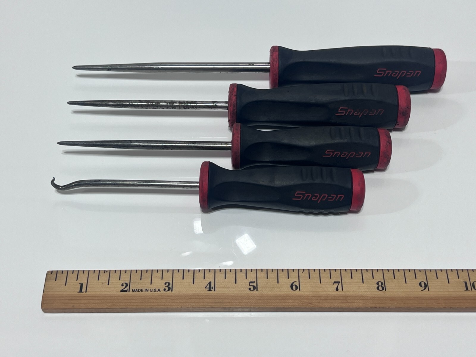 Snap-On Tools USA SGASA104BR 4pc Hook & Awl Set Large Pick & Awl Set, Red Grip