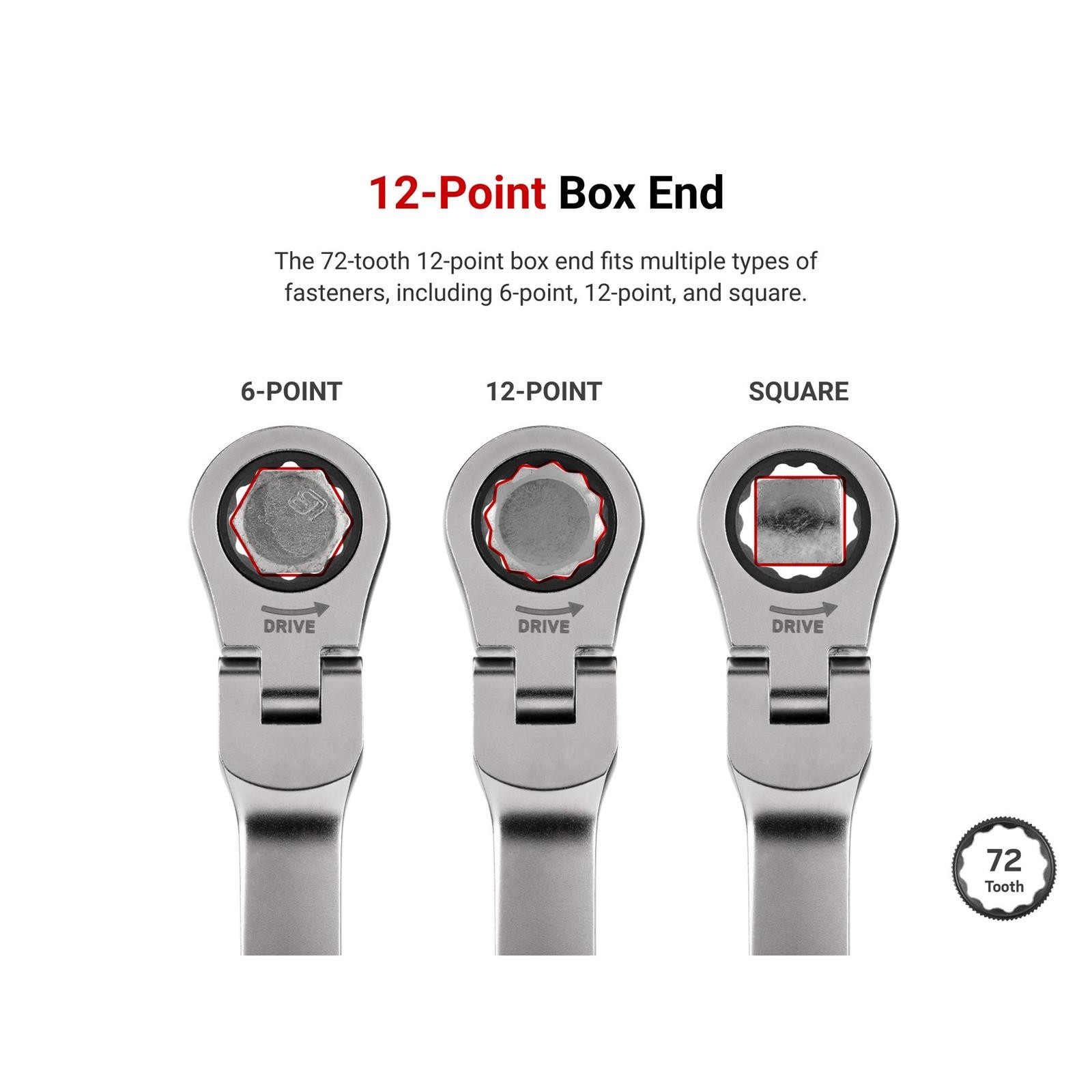 Tekton WRB95302 Long Fixed/Flex Head 12-Point Ratcheting Set