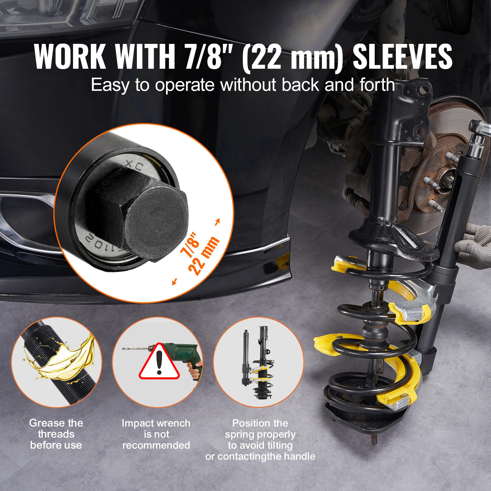 MacPherson Strut Spring Compressor Kit Interchangeable Fork Coil Remover Tool