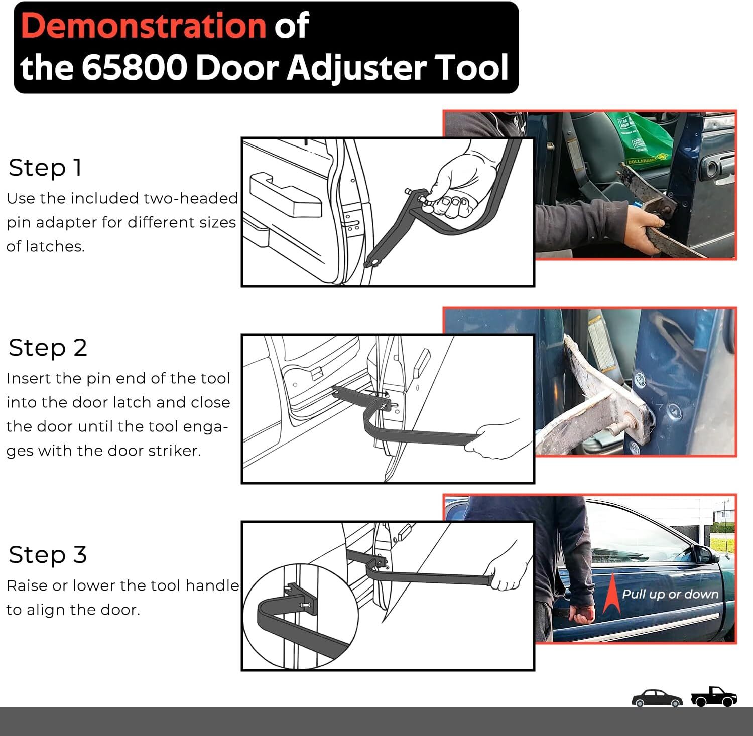 65800 Door Adjuster Alignment Tool Adjust Door Hinge on Most Cars & Light Trucks