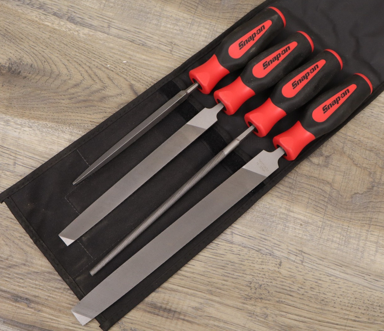 Snap-on Tools USA NEW RED 4pc Soft Grip Mixed File Set SGHBF500A