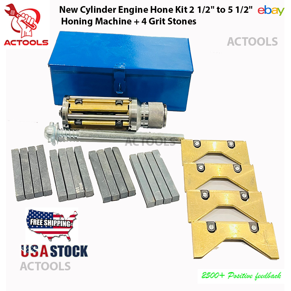 New Cylinder Engine Hone Kit 2 1/2″ to 5 1/2″ Honing Machine + 4 Grit Stones USA