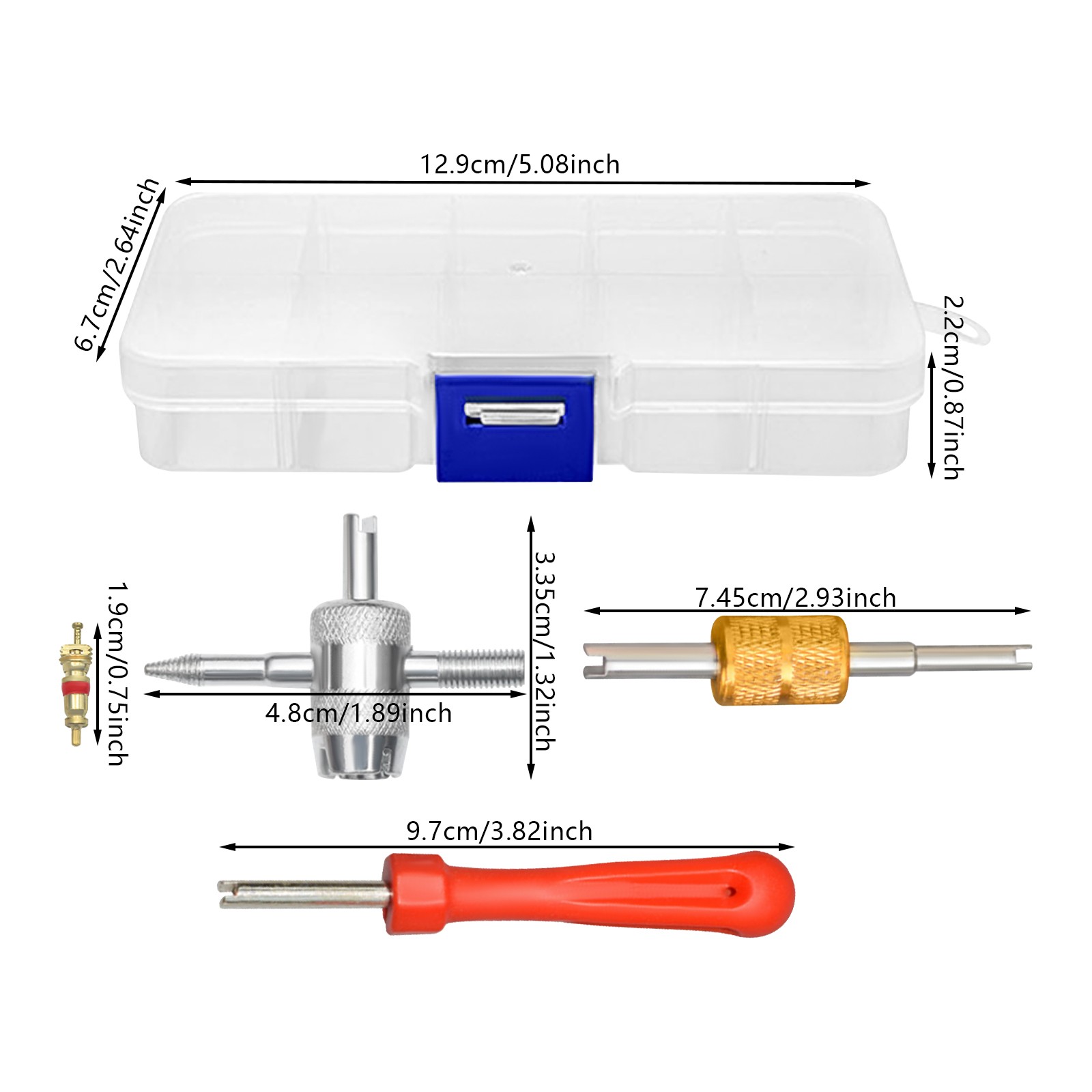 33-Piece Tire Valve Stem Valve Core Repair Tool Valve Core Removal Tool Kit