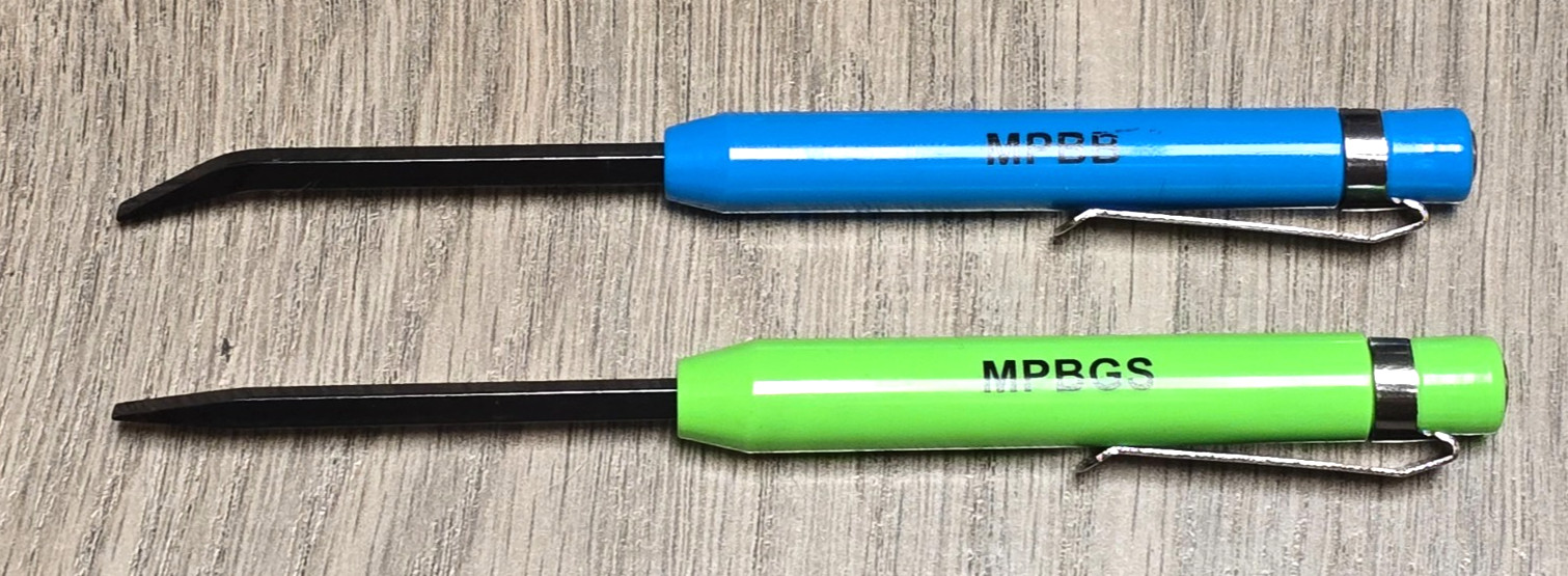 VIM Tools 2pc Straight & Angle Tip Mini Pocket Pry Bar Set w/Magnets #MPBBGS2