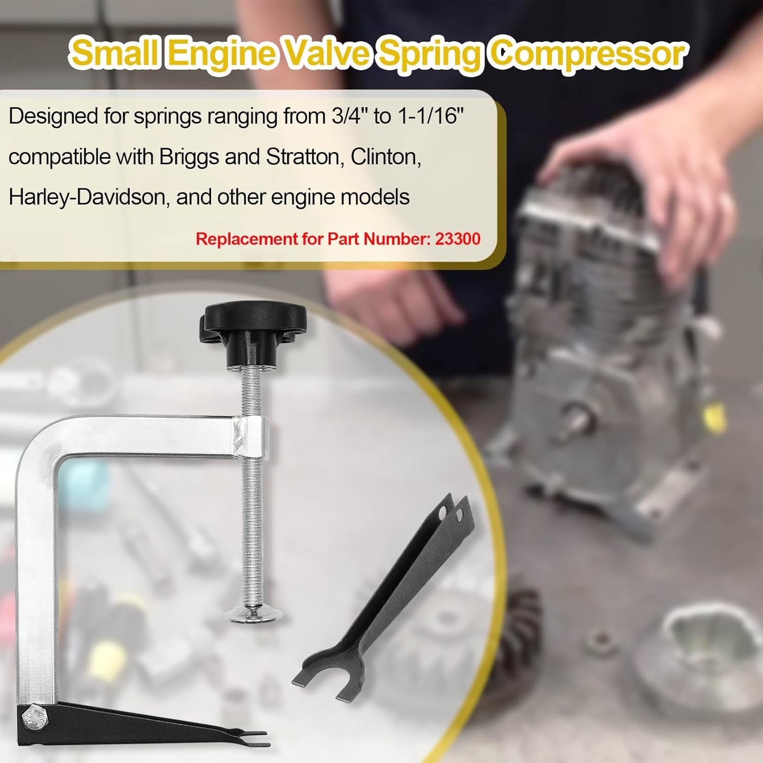 Portable Valve Spring Compressor for Briggs, Clinton & Harley Engines