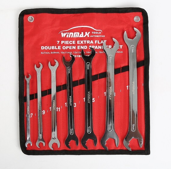 7pc Double Open End Wrench Set Flat Spanner Wrench Metric Ratcheting Combination