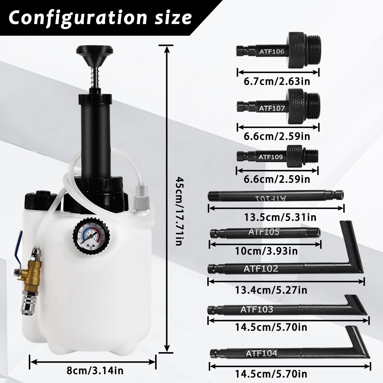 3L Transmission Oil Filling System Fluid Pump Manual Tool With 8pc ATF Adaptors