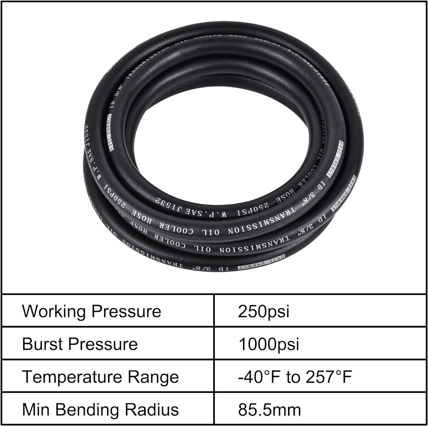 EVIL ENERGY 3/8″ Transmission Oil Cooler Hose 10FT 250PSI SAE J1532 3/8
