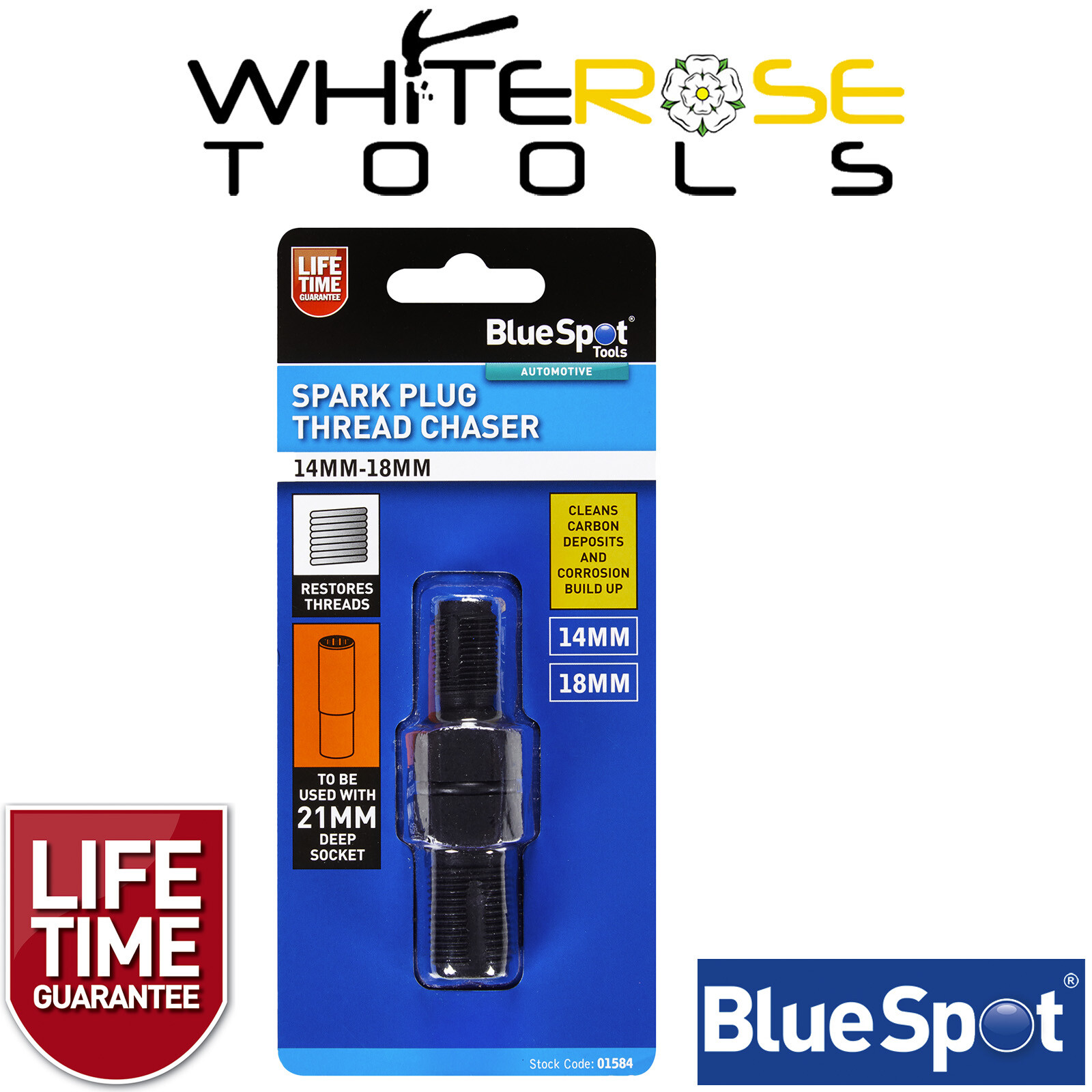 BlueSpot Spark Plug Thread Chaser Garage Repair Tool 14mm-18mm