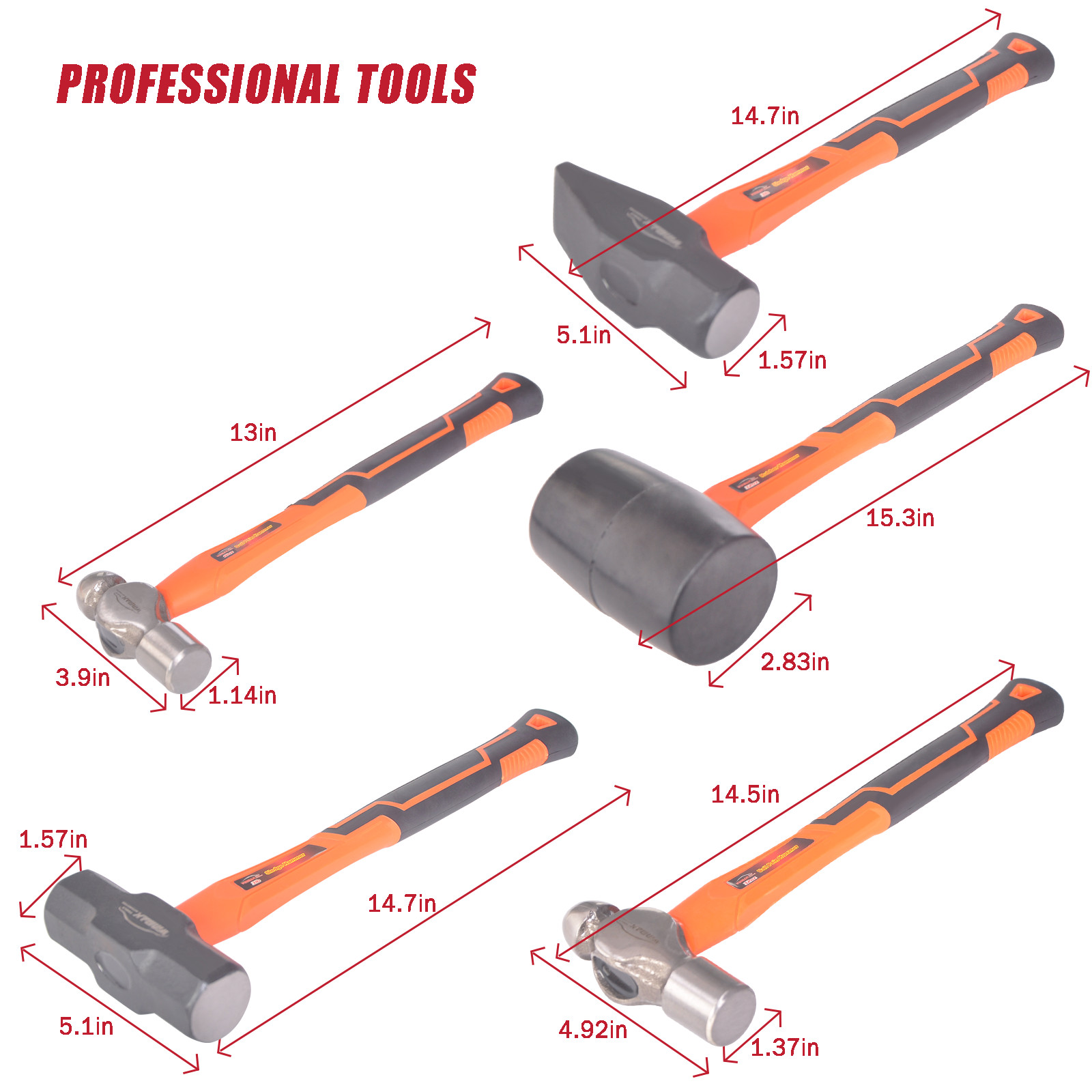 Hammer Set Blacksmith Propane Forge Hand Tool Shop Pro Garage Kit Pro Set 5pc
