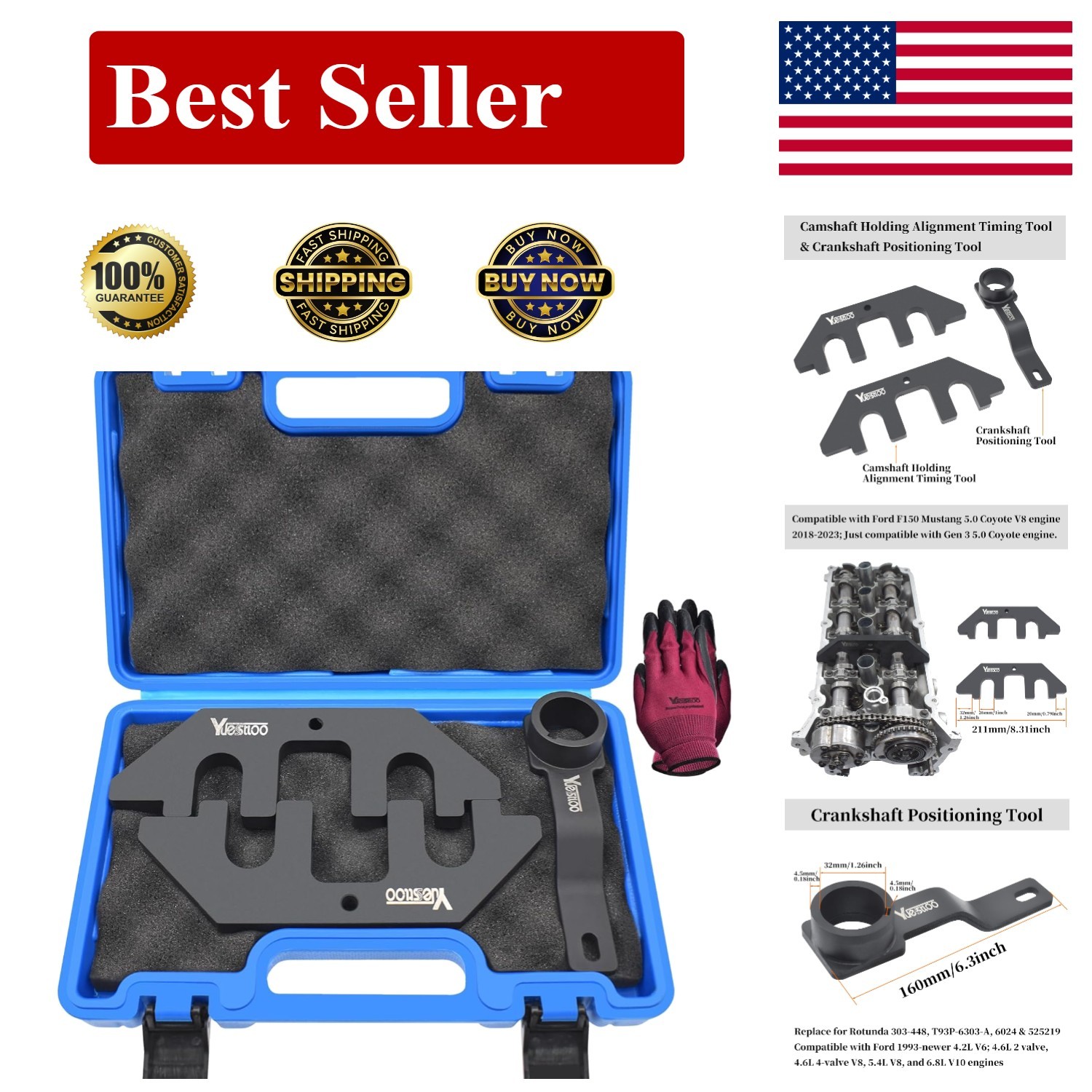 Ford F150 Mustang 5.0 Coyote Engine Timing Tool Set 3Pc