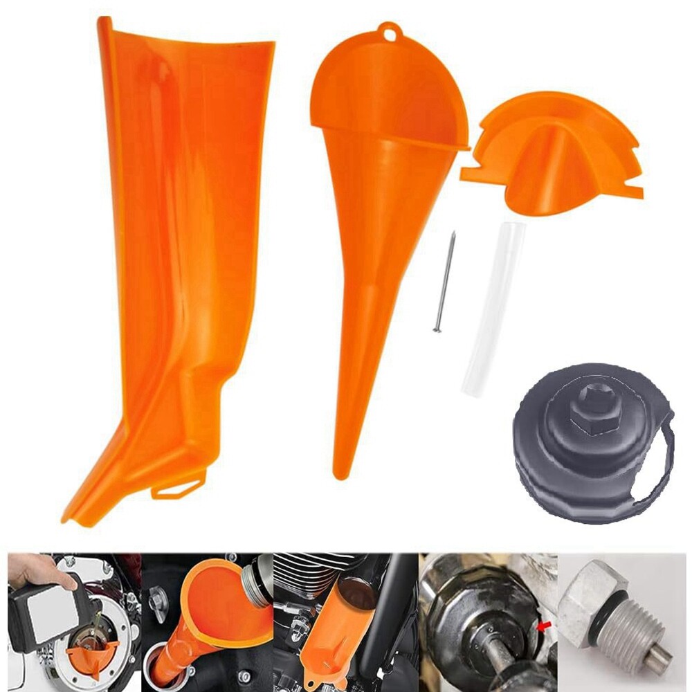 Oil Change Kit Tool for Harley Filter Wrench Funnels Set Drain Plug O-Ring