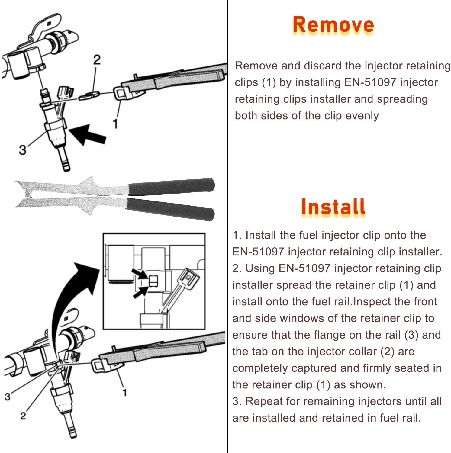 6708 EN-51097 Injector Retaining Clip Installer & Remover for 2013 And Newer GM