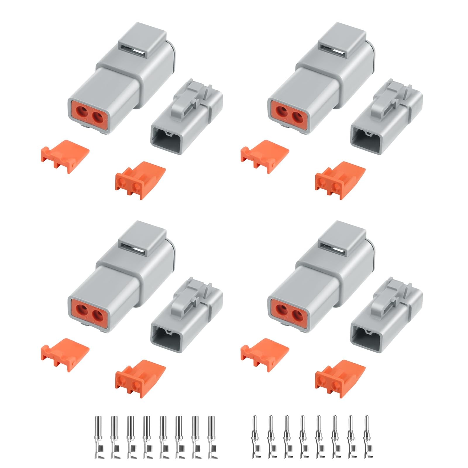 32 PCS Deutsch DTP Connector Kit 2 Pin Automotive Waterproof 2Pin-4 Set