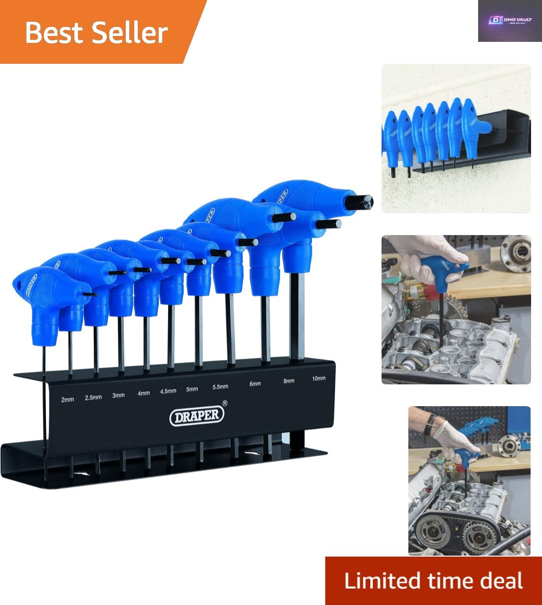Complete T-Handle Allen Key Set with Wall Mounting Stand | Efficient Wrench Kit