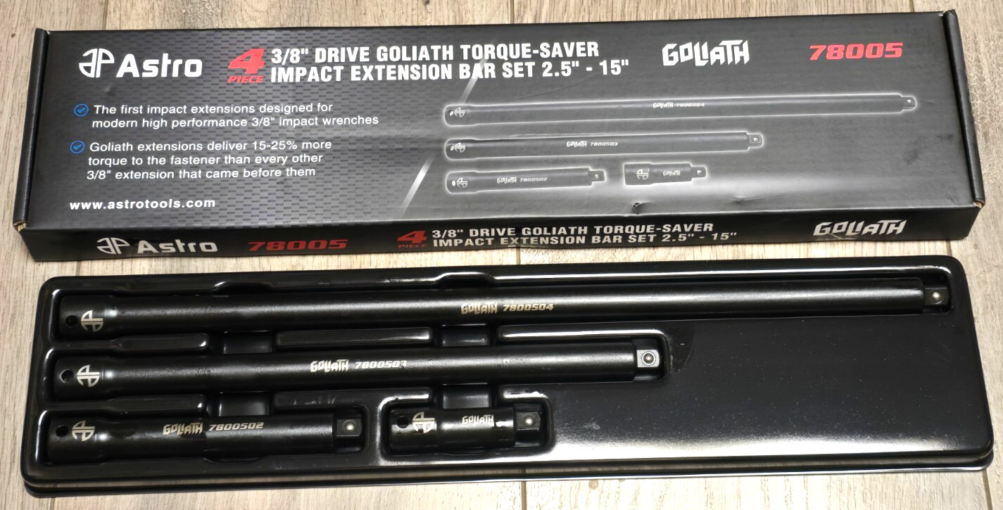 Astro 3/8″ dr 4pc Heavy Duty Goliath Torque Saver Impact Extension Set #78005
