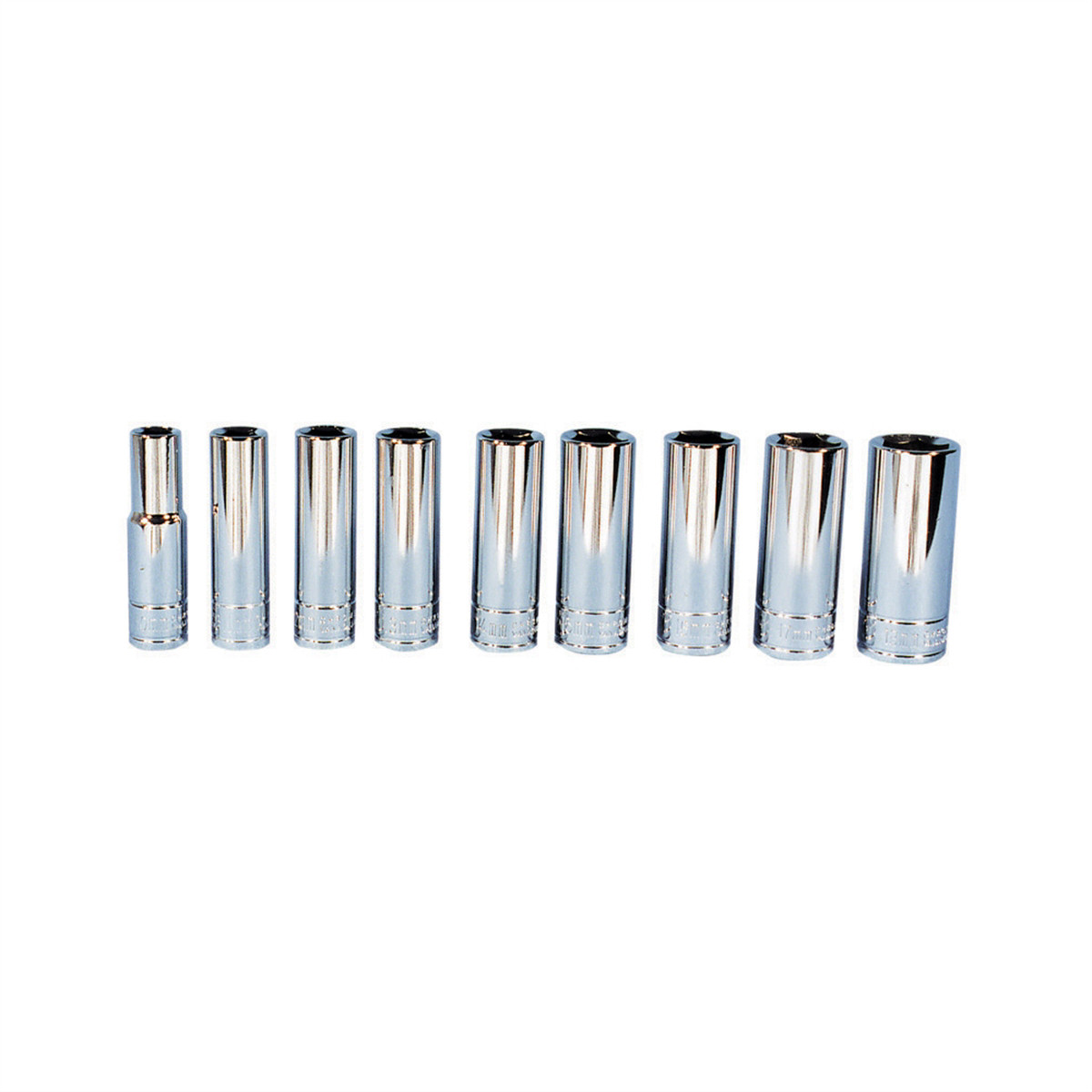 K-Tool 27201 9-pc 3/8″ Drive 6-Point Metric Deep Chrome Socket Set