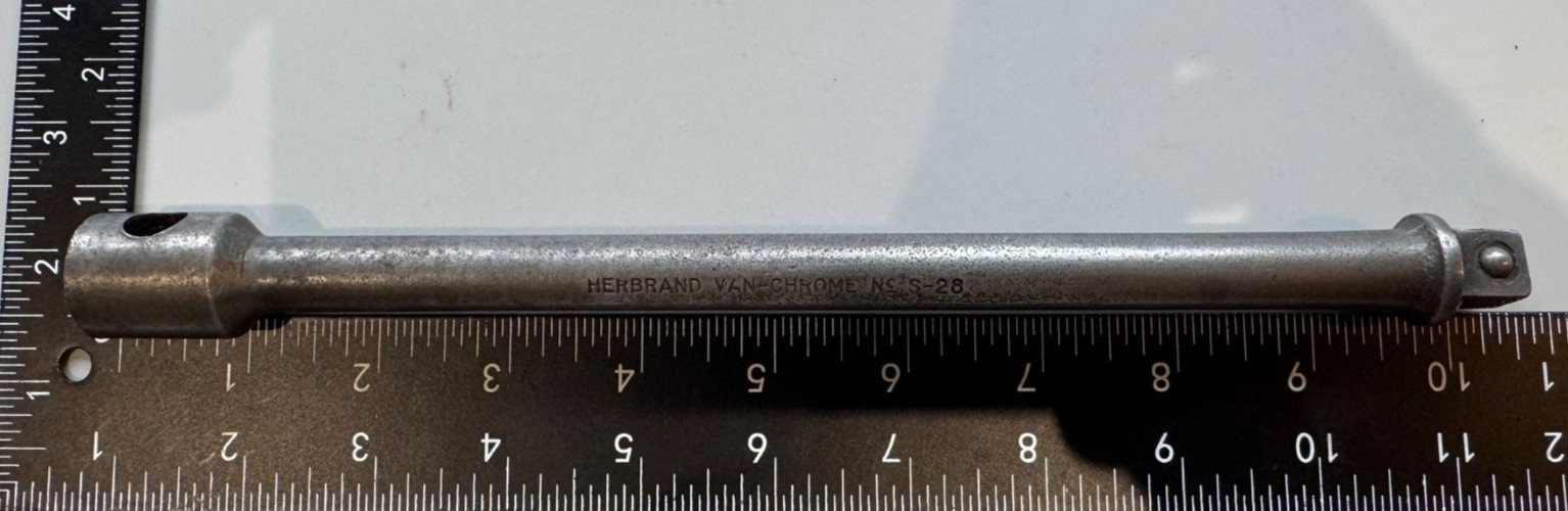 Vintage Herbrand Van-Chrome No S-28 1/2″ Drive Hand Grip Ratchet extension 10″