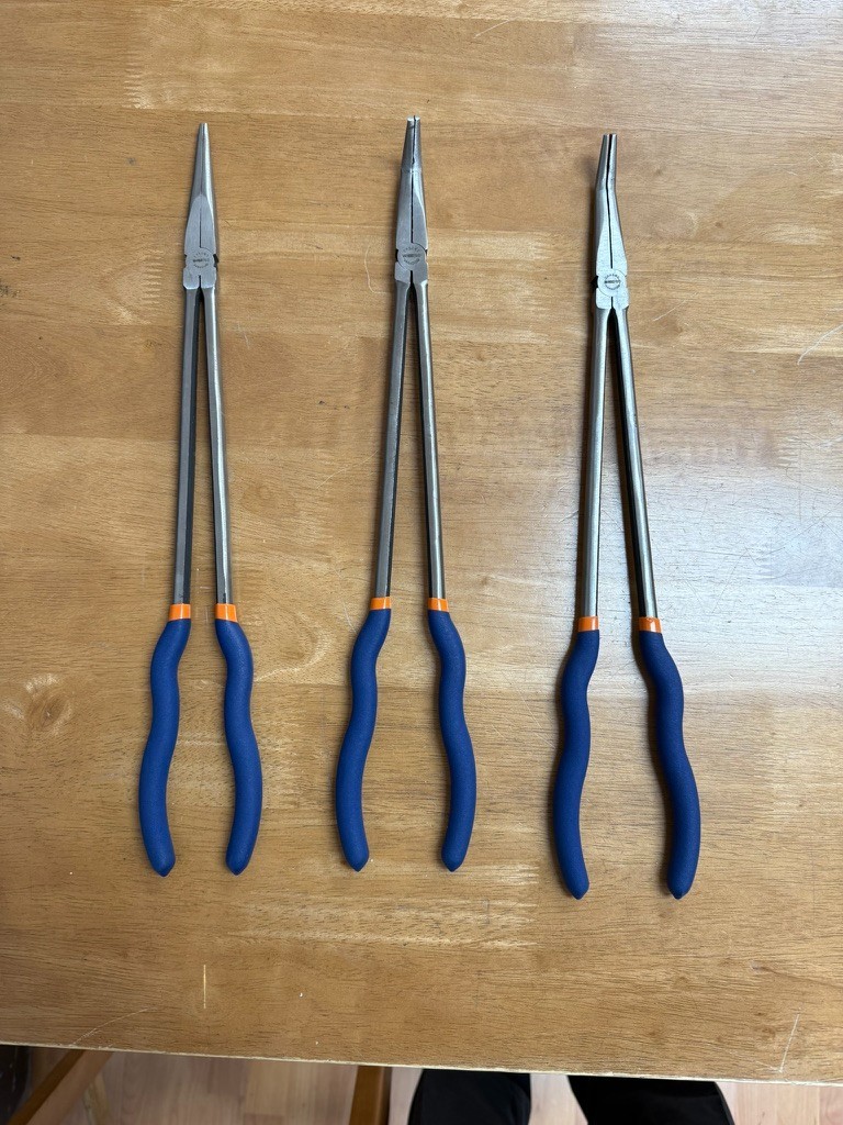 WISEPRO Bent, Angle, Needle ( Straight ) Nose Pliers Long Reach 3pc 16″ Plier