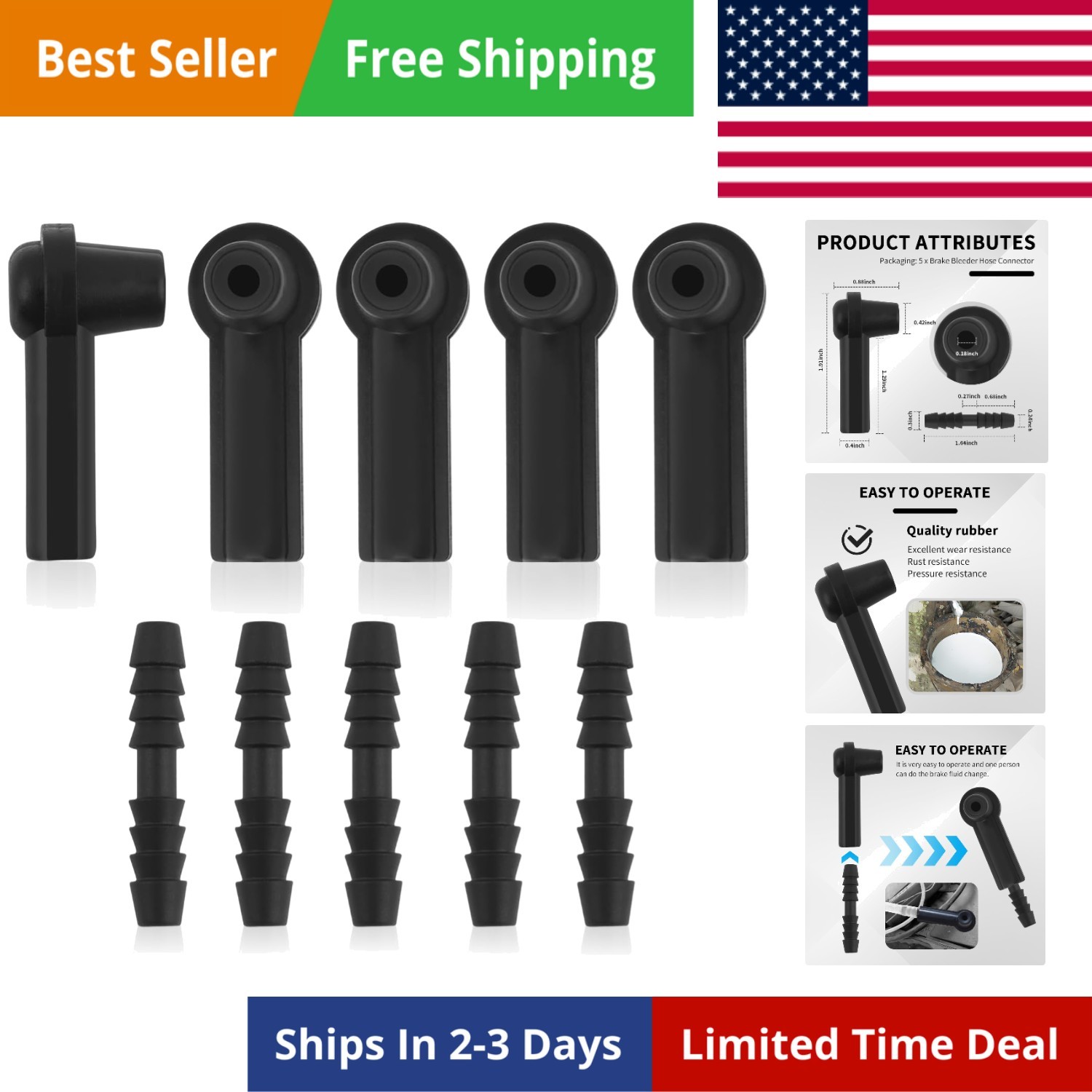 5PCS Brake Bleeder Kit Connector,Brake Fluid Bleeder Kit Bleeding Adapter Joi…