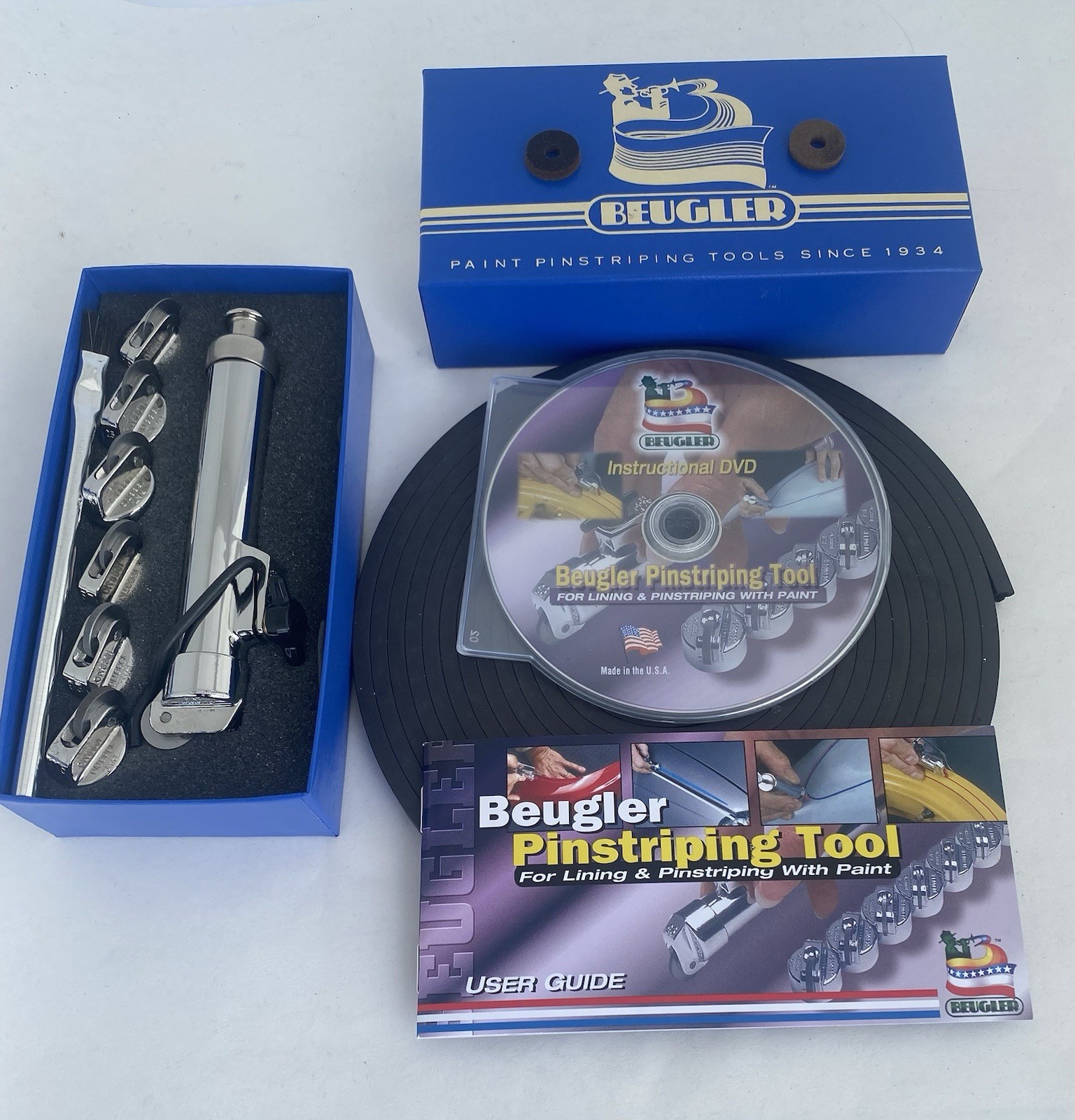 New Beugler Profesional Pinstriping Tool Kit Plus Magnetic Guide 2 Seals And DVD
