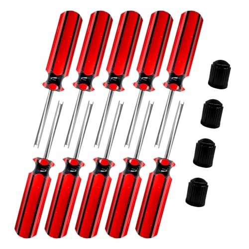10pcs Valve Core Removal Tool, Auto Tire Stem Core Removers with 4 Valve