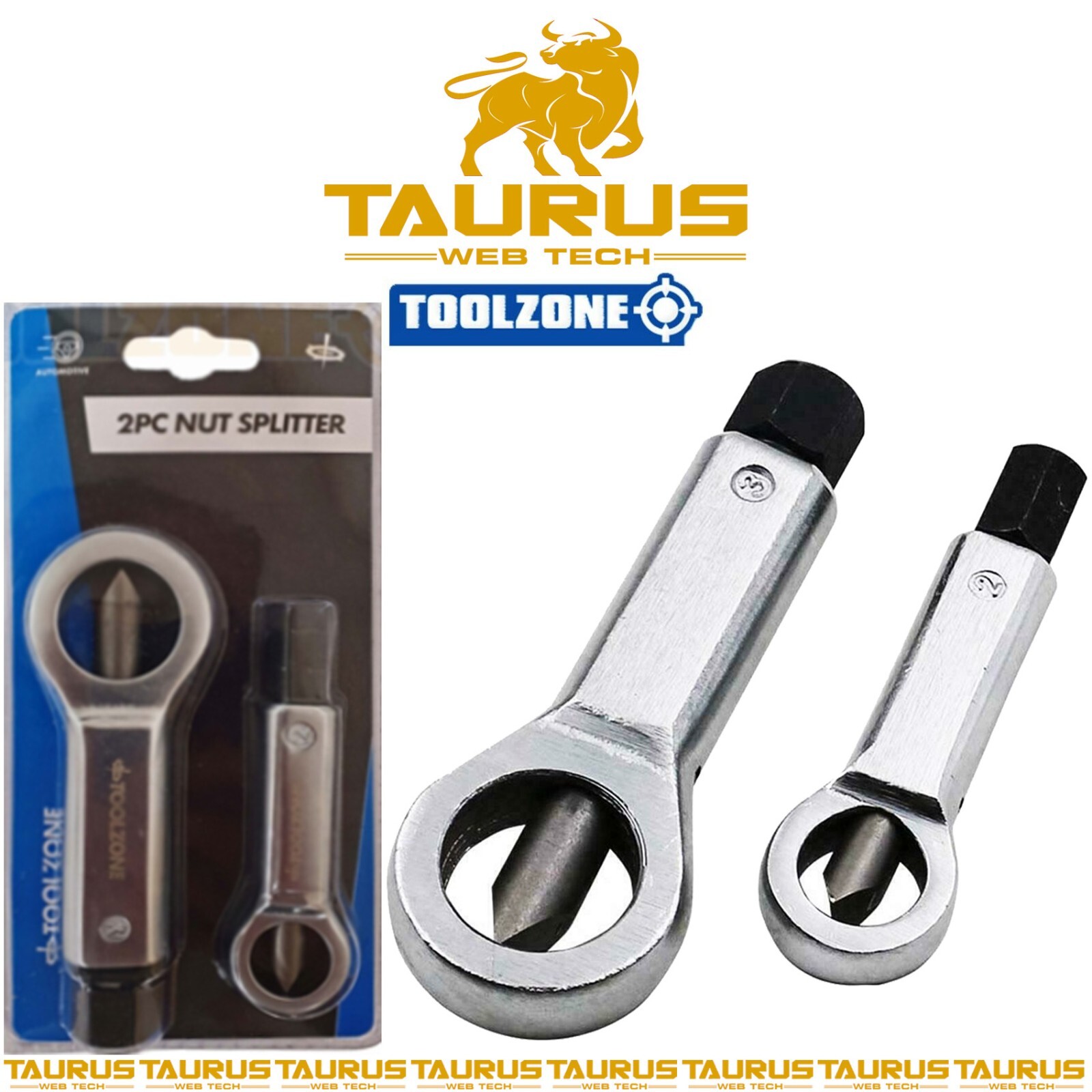 2x TOOL ZONE Nut Bolt Splitter Set Rusted Broken Breaker Remover DIY CRV Steel