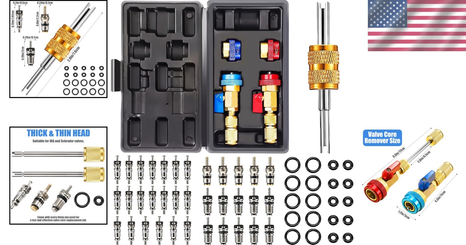 Air Conditioner Valve Core Remover Tool Kit