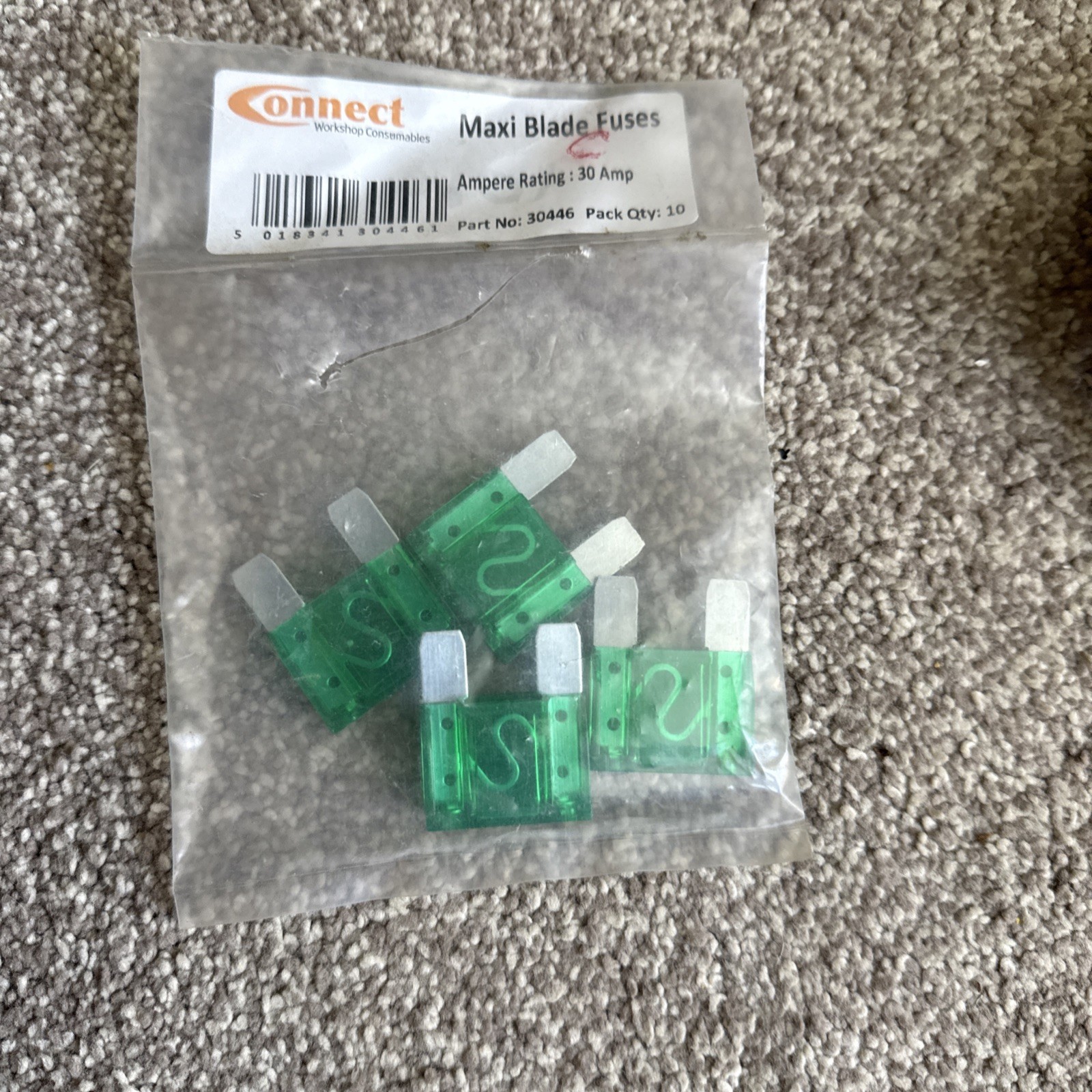Connect Maxi Blade Fuses 30A x4, Green 30446