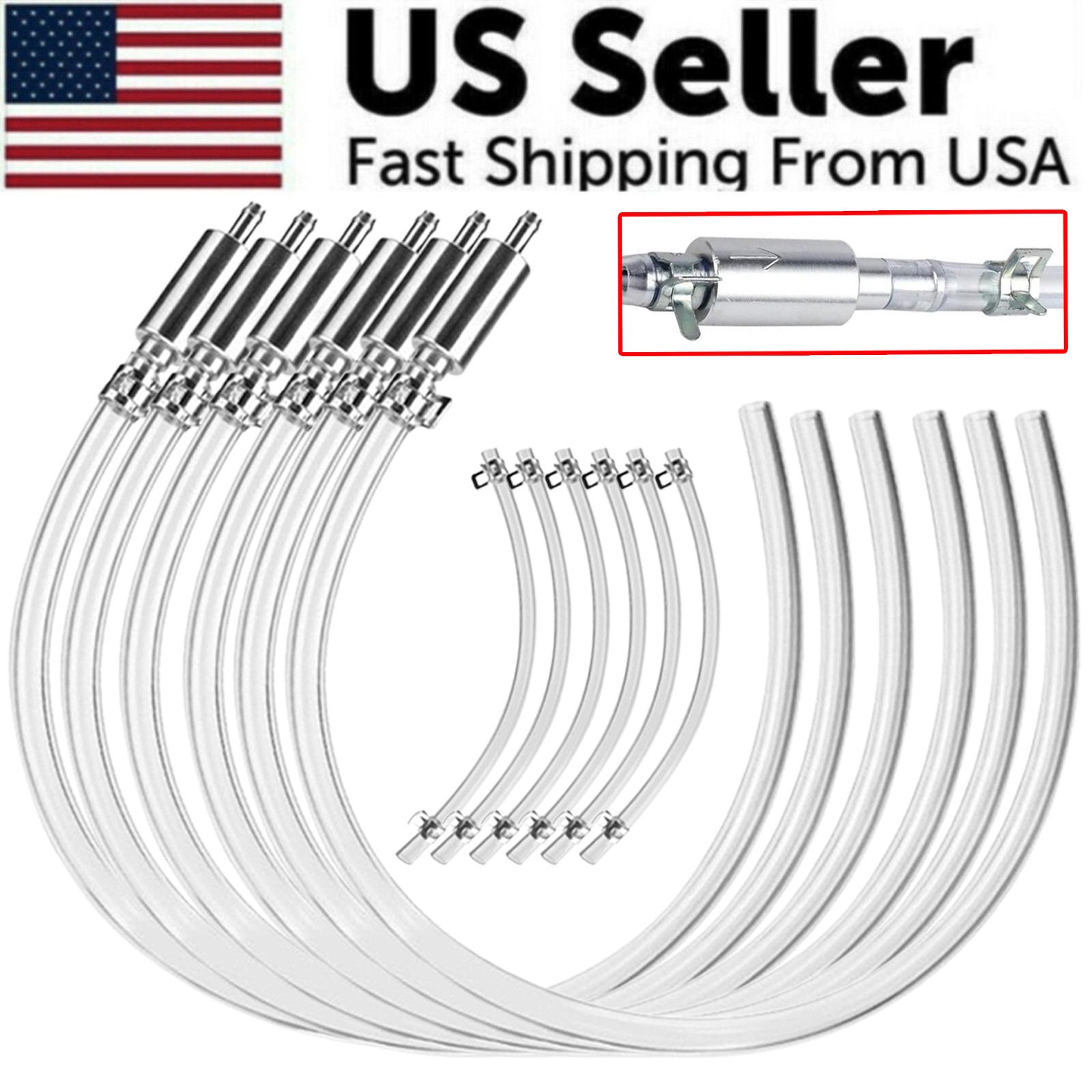 6 PCS Brake Bleeder Hose, One Way Check Valve Tube Bleeding Tool Kit Silver US