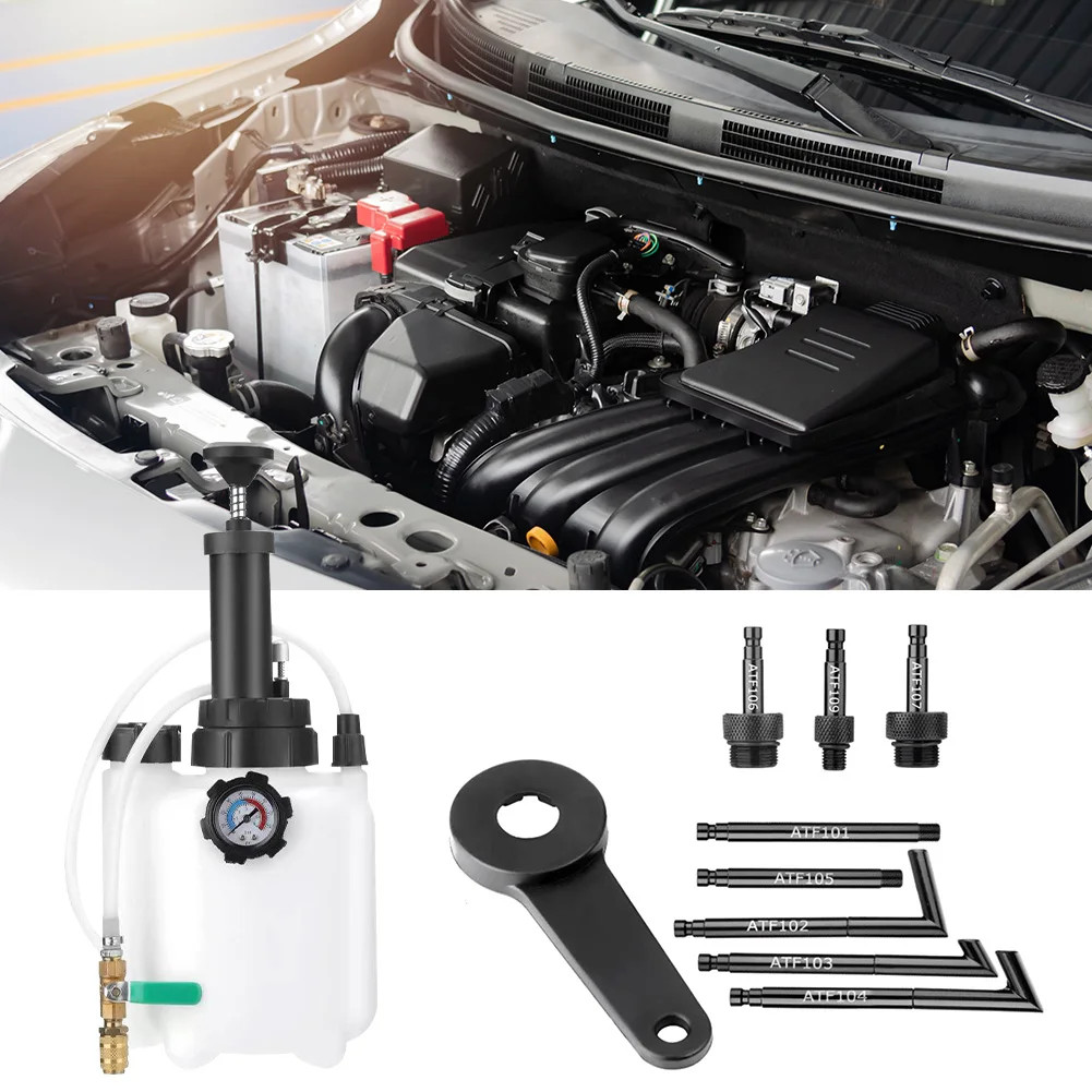 3L Transmission Oil Filling System Fluid Pump Manual Tool With 8pc ATF Adaptors