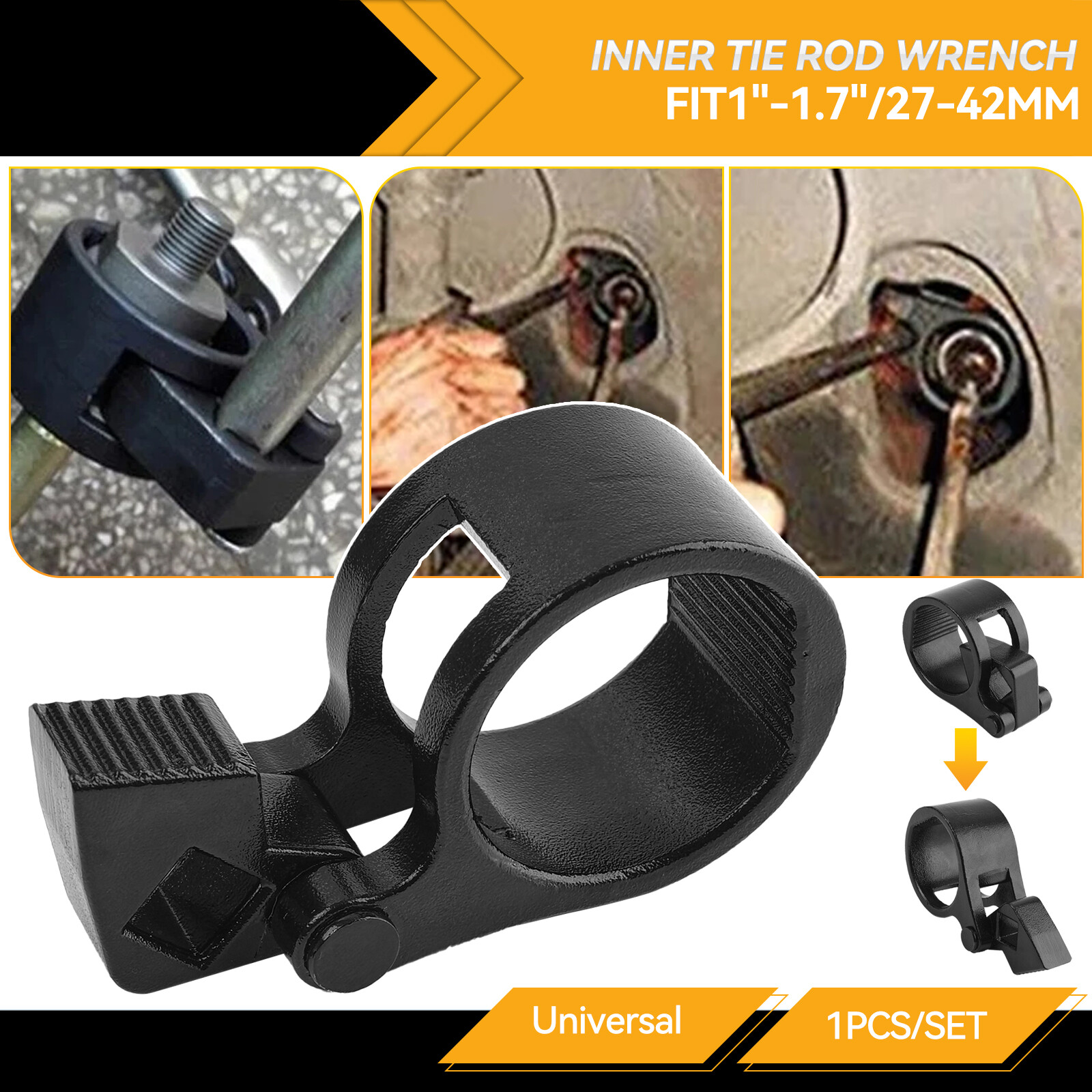 Inner Tie Rod Wrench Black 27-42mm Steering Track Removal Garage Tool Universal