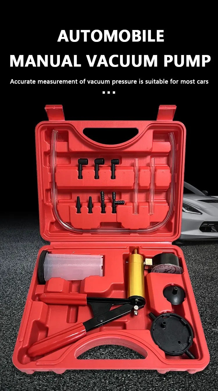 One Hand Held Vacuum Pressure Pump Tester Set Brake Fluid Bleeder Bleeding Kit