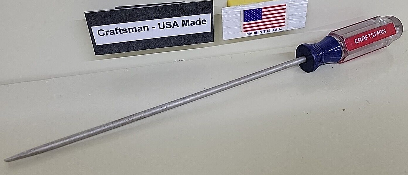 Craftsman 41248 Screwdriver 8″ Round Shaft 11-3/4″ Long Flat 3/16″ Tip NOS USA
