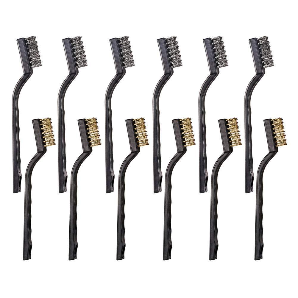 12PCS Mini Wire Brushes, Stainless Steel & Brass Brush Set, Curved Handle…