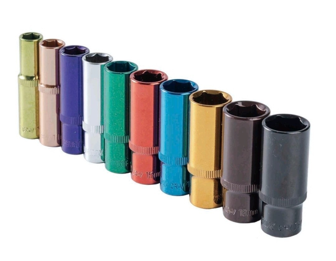 Color Coded Deep Wall Socket Set 3/8″ Drive (Metric) 10pc
