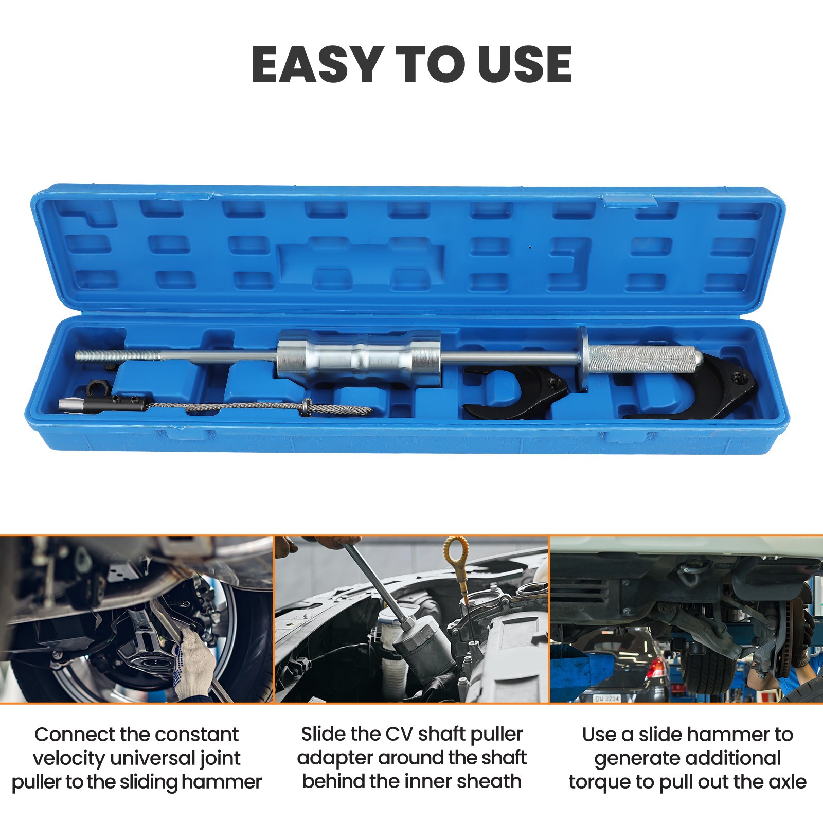 Inner CV Joint Puller Slide Hammer Wheel Drive Axle Half Shaft Removal Tools Kit