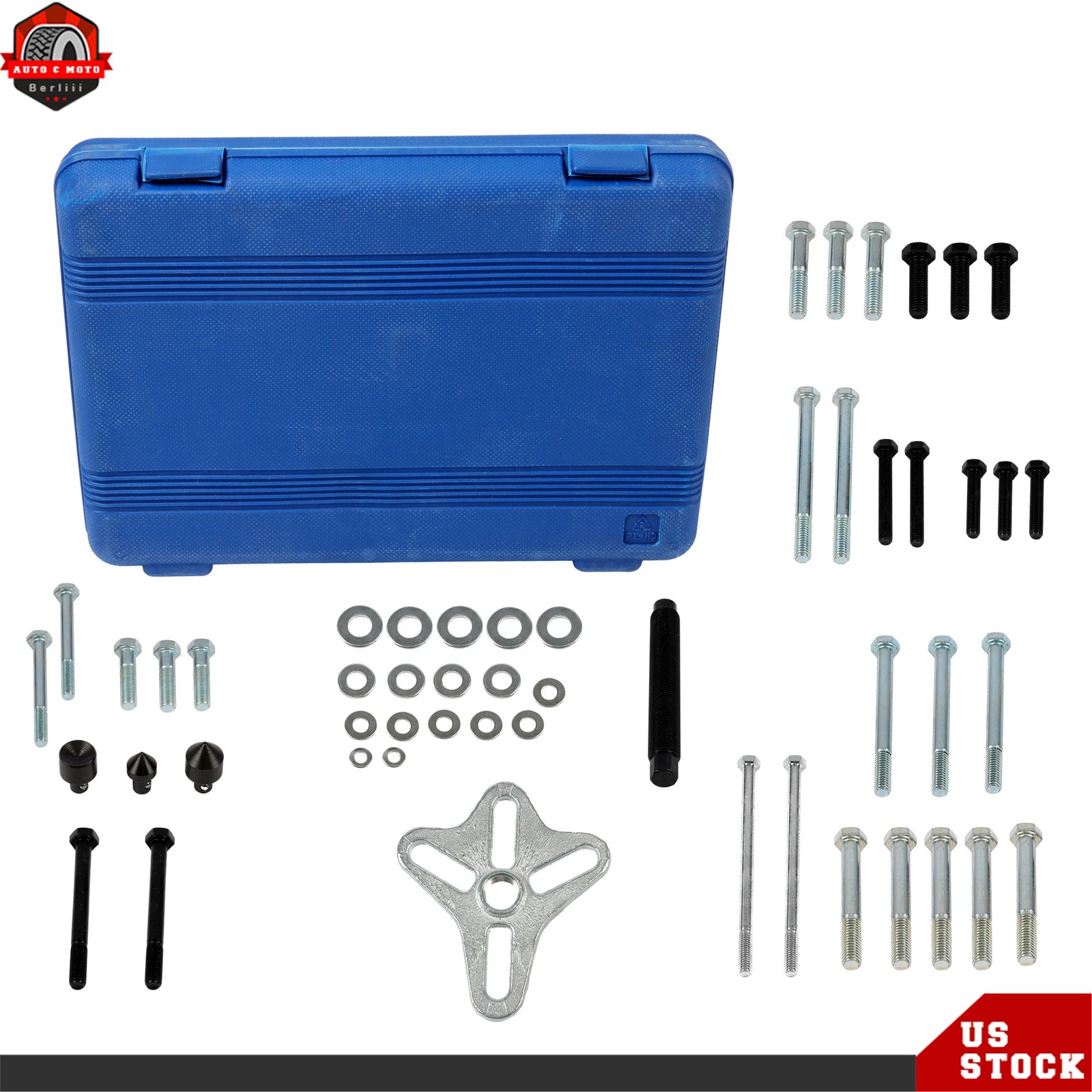 New Harmonic Balancer Puller Tool 46pc Flywheel Crankshaft Pulley Steering Wheel