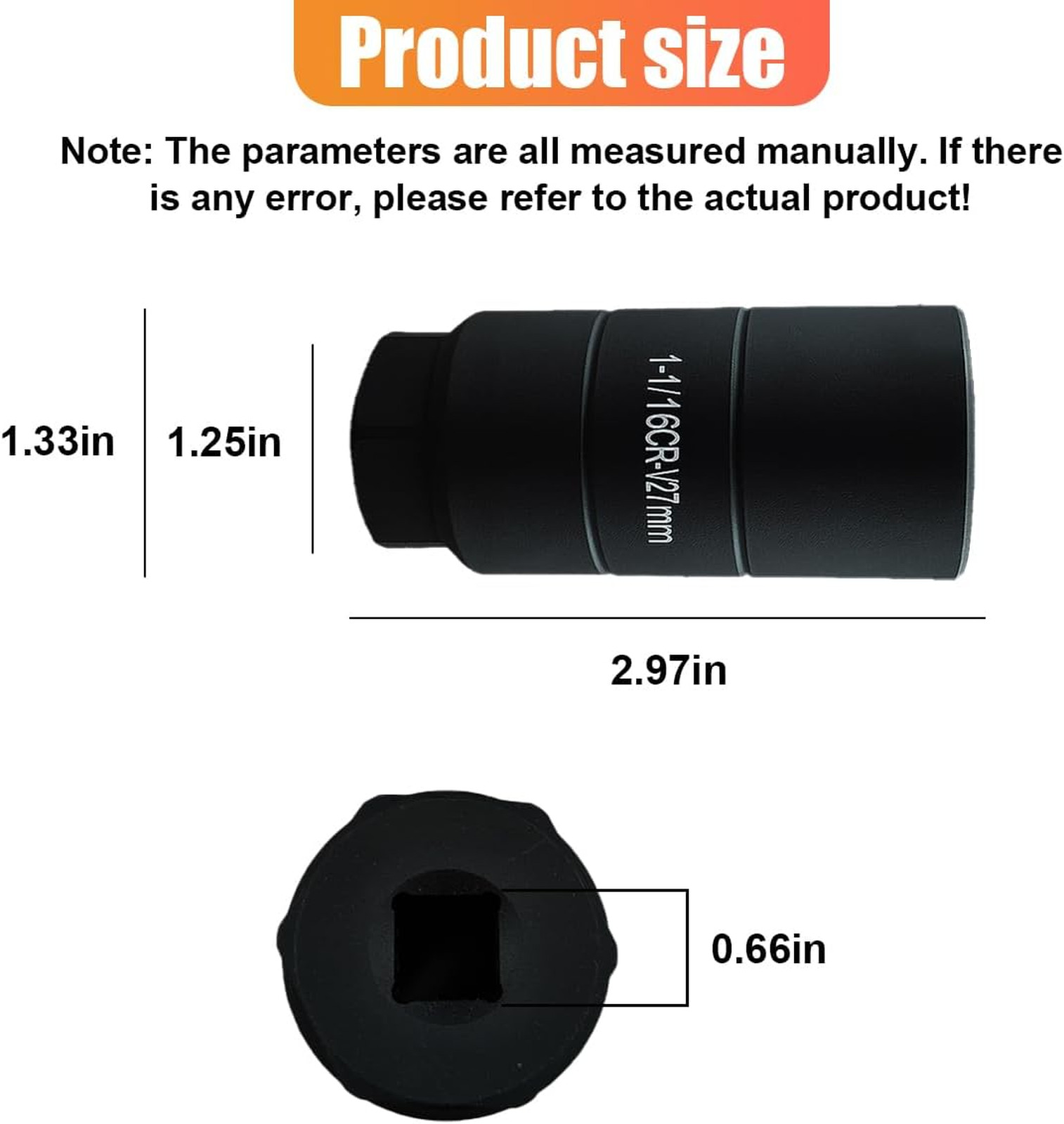 Universal Car Oil Pressure Sensor Socket, Chromium-Vanadium Steel 1 1/8 Inch Hex