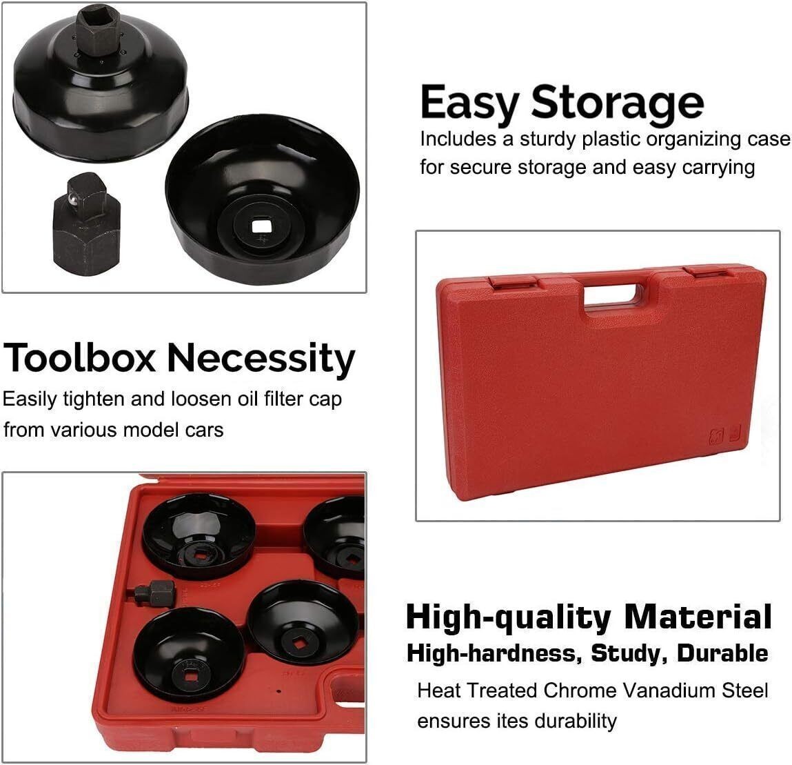 16Pcs Oil Filter Wrench Set Cup Type Removal Tool Socket Kit 1/2″ 3/8″ Adaptor