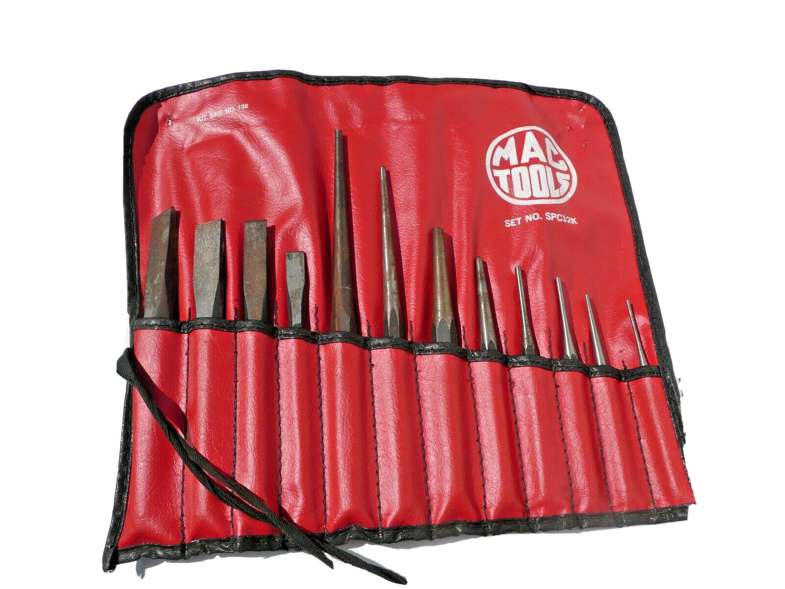 Mac Tools SPC12K 12 piece Punch & Chisel Set Vintage Lot in Pouch Bag No. 132