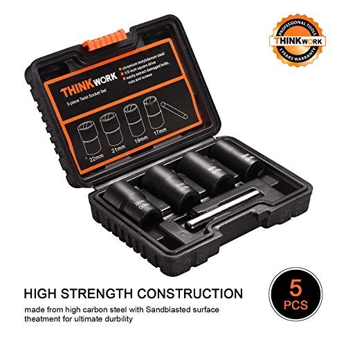“5-Piece Lug Nut Removal Tool Kit – Stripped, Rounded, Damaged Bolt Remover”