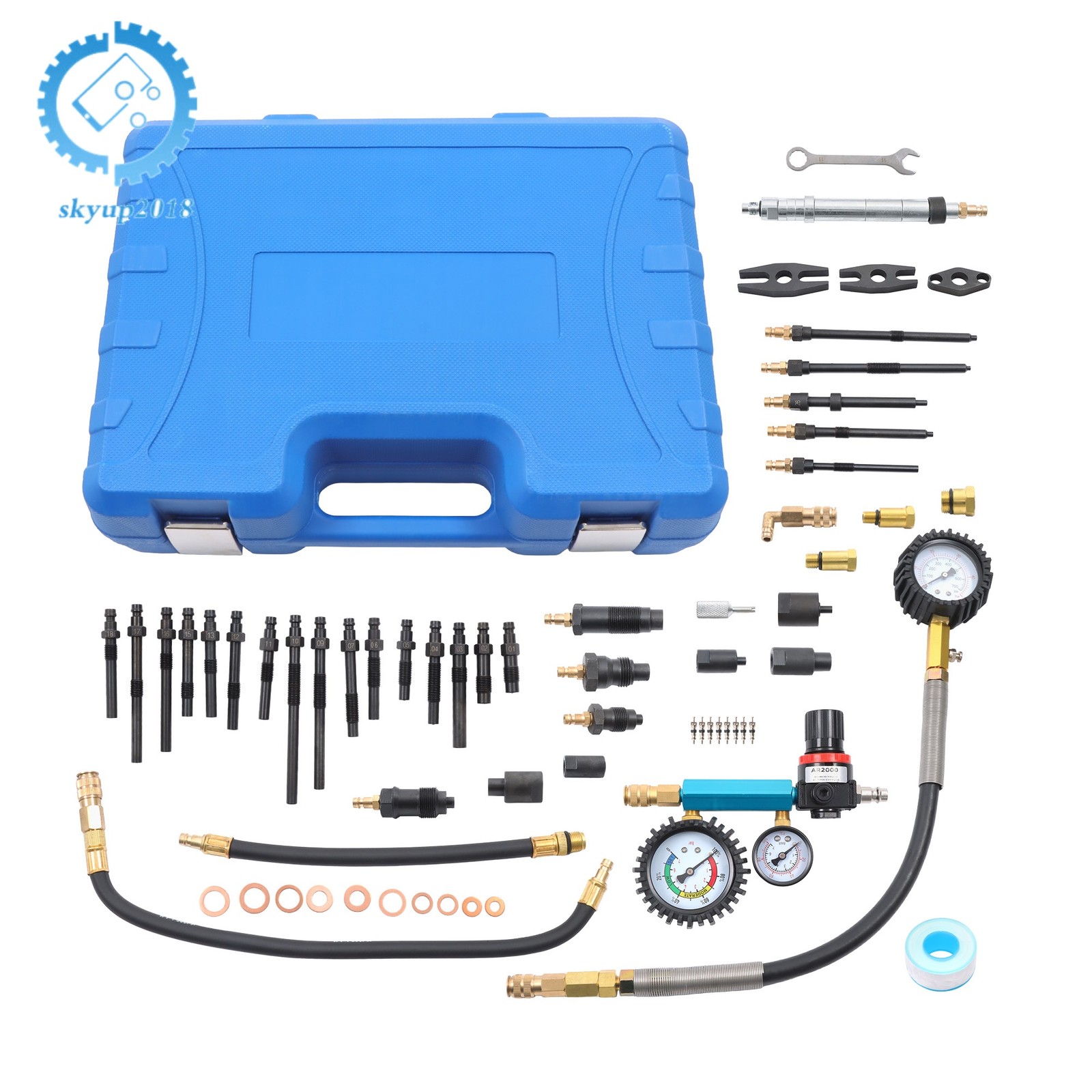 46Pcs Diesel Petrol Engine Cylinder Compression Leak Down Tester Leak Set