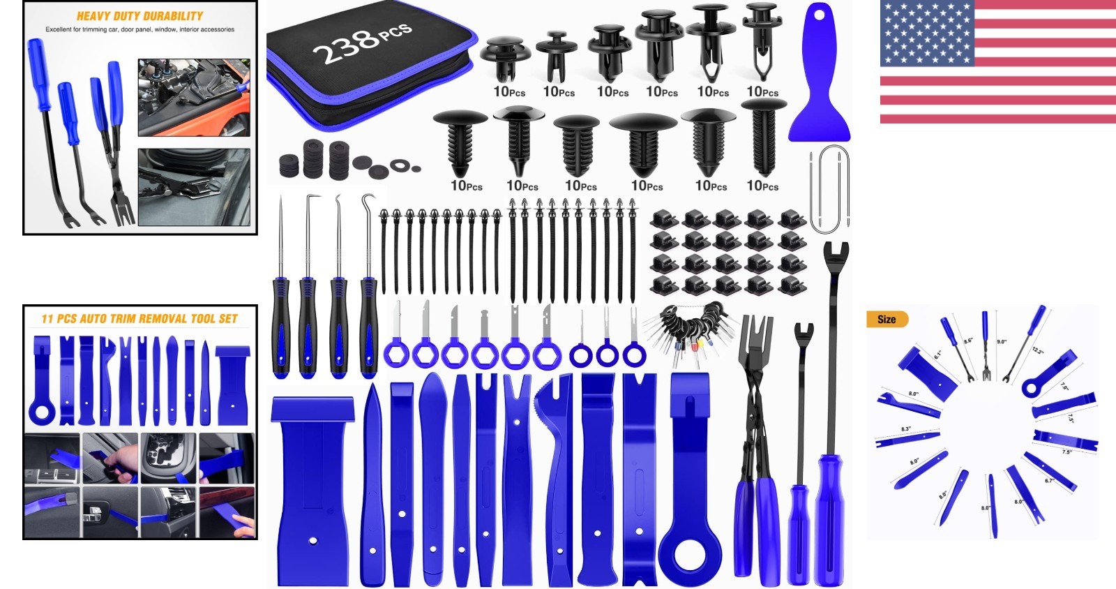Nylon Trim Removal Tool Kit 238Pcs for Automotive Panel Radio and Clip Removal