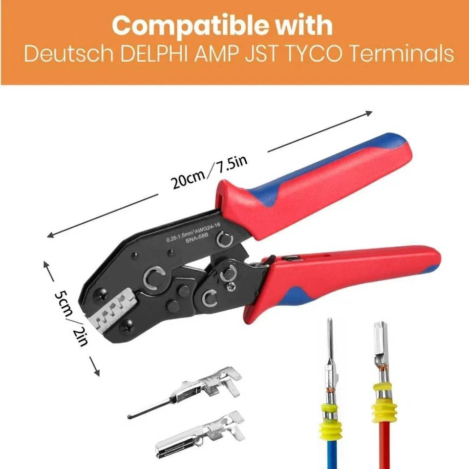 Wire Crimping Tool with Ratchet, Amliber Ratchet Crimper for Red