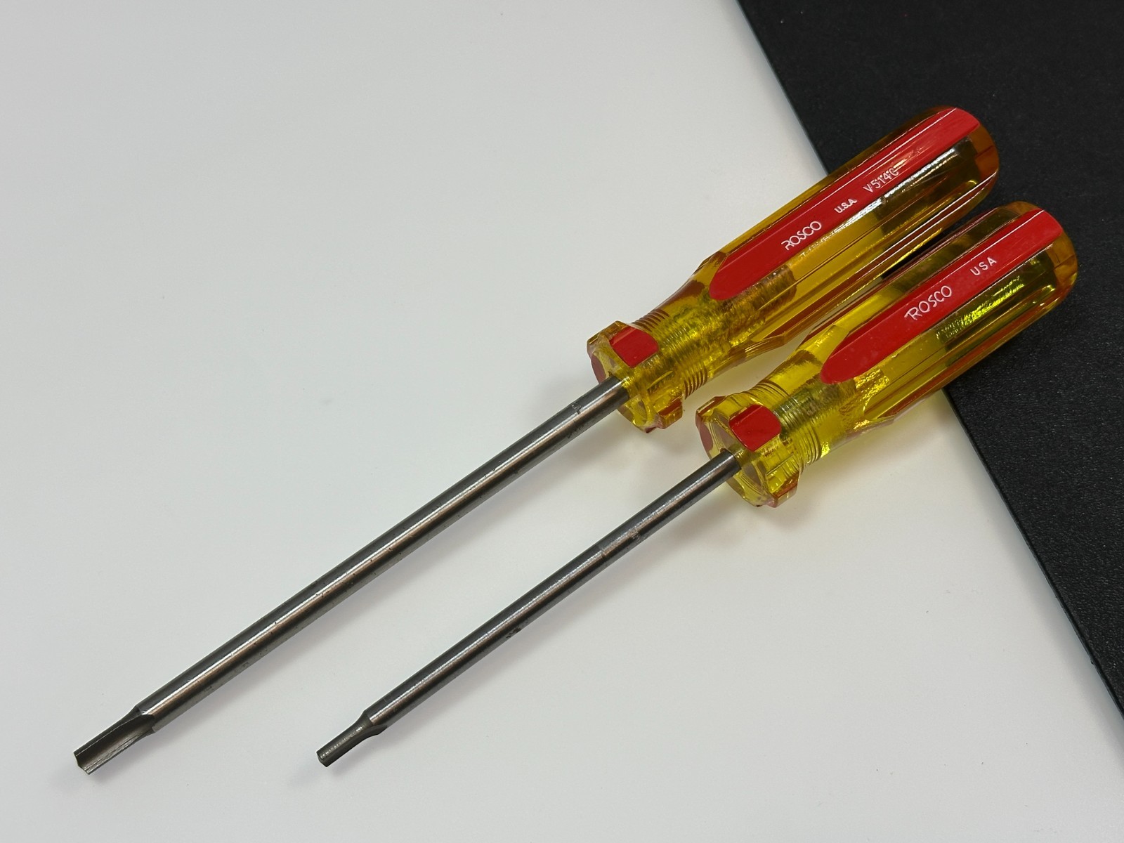 Rosco Tools USA (NOS) 2pc Clutch Head Driver Screwdriver Set Pair, Hard Handle