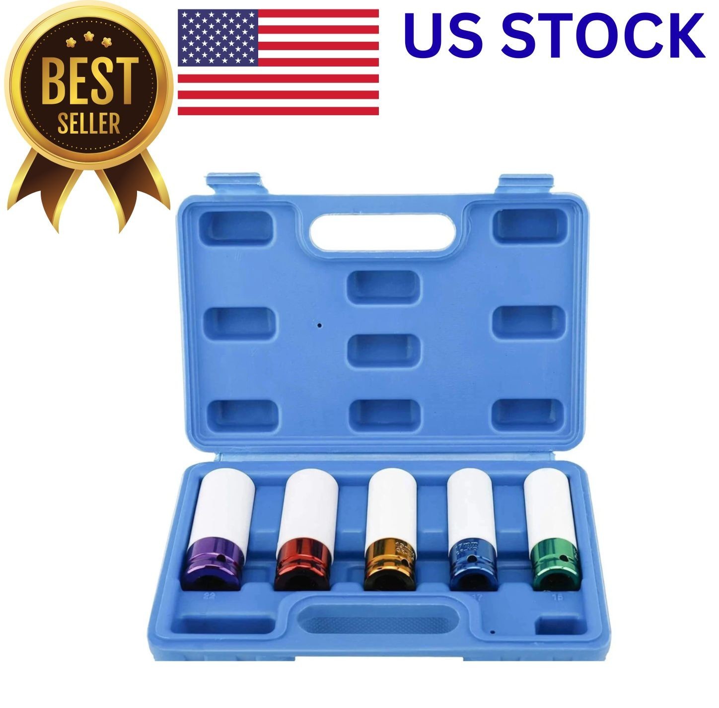 5pcs Lug Nut Socket Impact Socket Set Thin Wall Socket Wheel Protector 1/2″ New