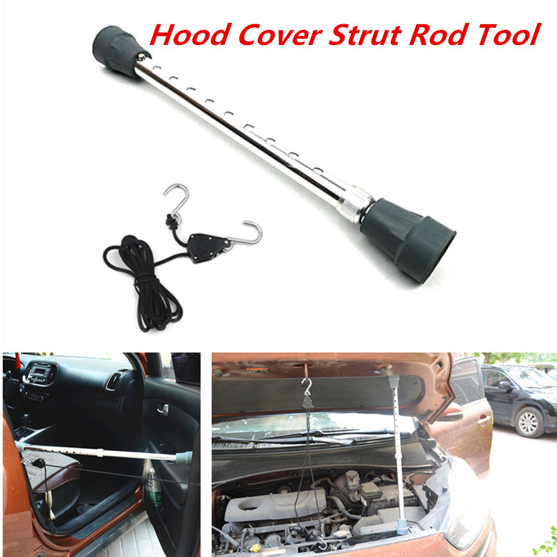 14-24″ Bonnet Hood Support Holder Telescoping Prop Rod Tool Pillar Pulley Rope