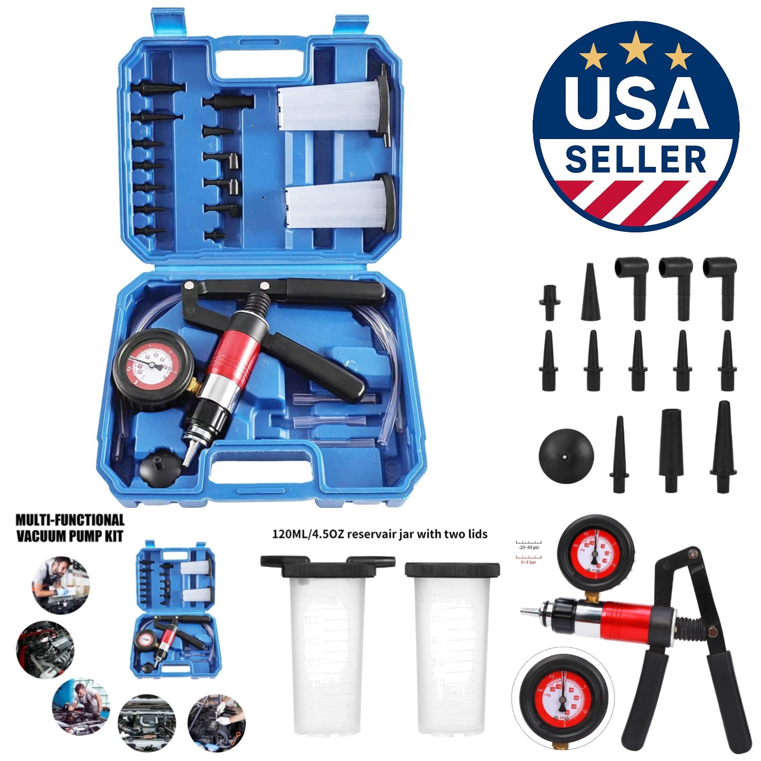 Multifunctional Vacuum Pump Tester Set with Adapters for Efficient Brake Repairs